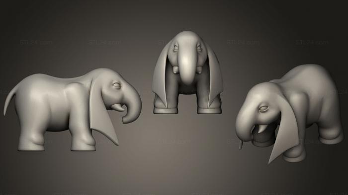 Статуэтки животных (Мультяшный Слон, STKJ_1675) 3D модель для ЧПУ станка